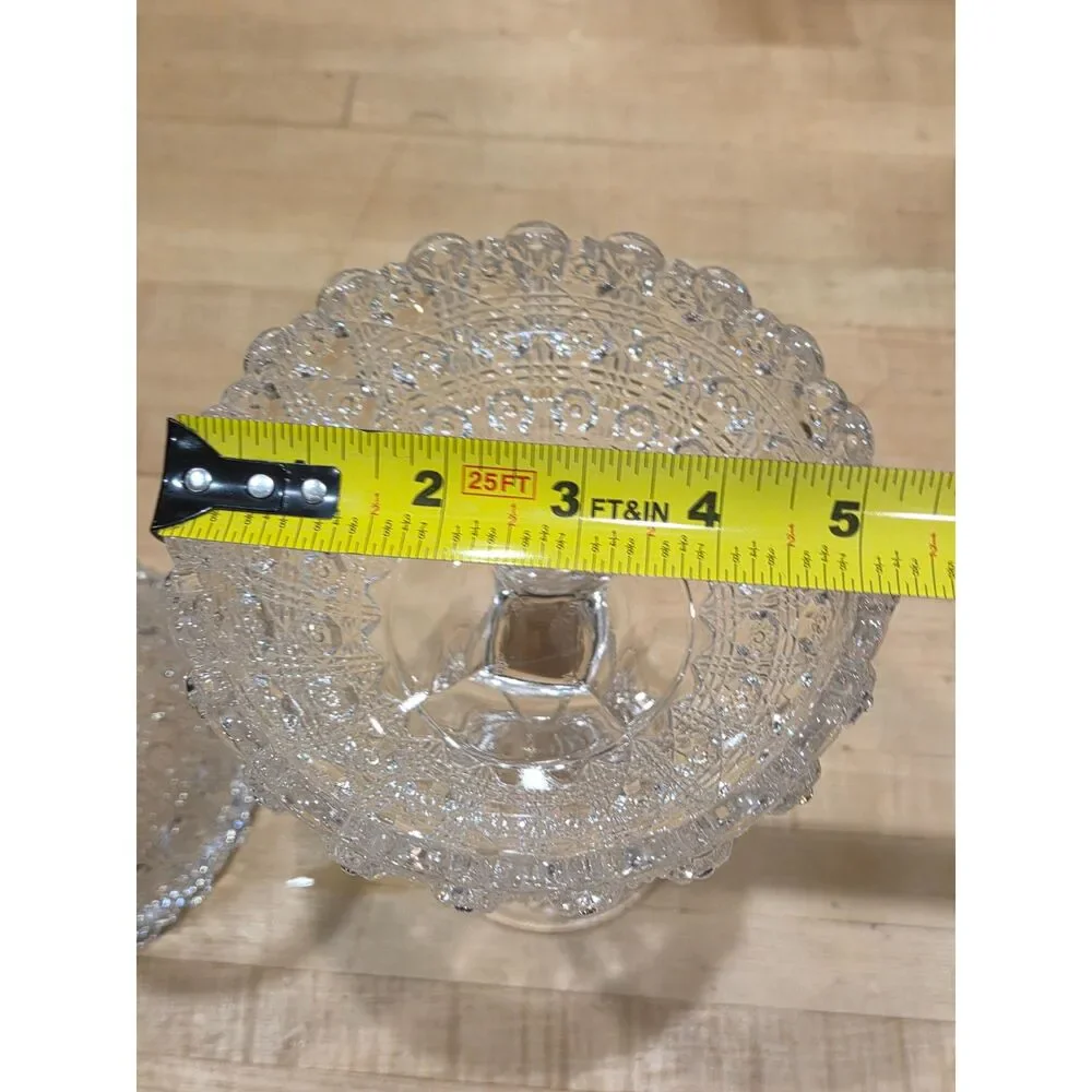 Vintage EAPG Daisy and Button Tall Pedestal Compote Pair Notch Stem Clear Glass